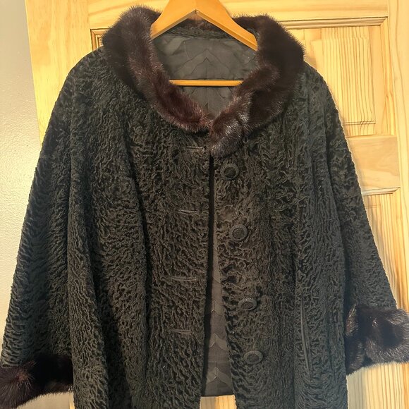 Persian Lamb Mink Collar 1950’s Evening Jacket Size Medium - Picture 1 of 11